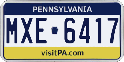 PA license plate MXE6417