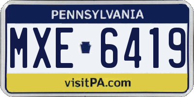 PA license plate MXE6419