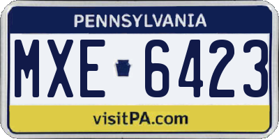 PA license plate MXE6423