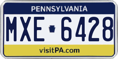 PA license plate MXE6428