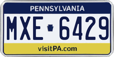 PA license plate MXE6429