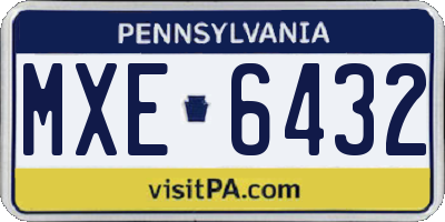 PA license plate MXE6432