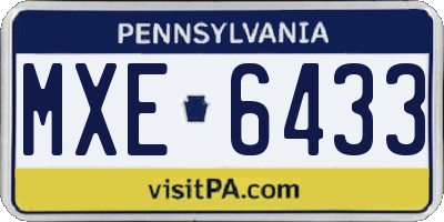 PA license plate MXE6433