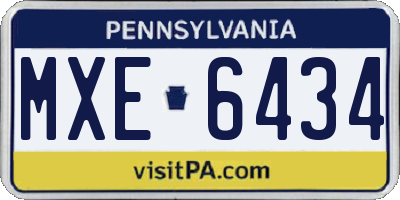 PA license plate MXE6434