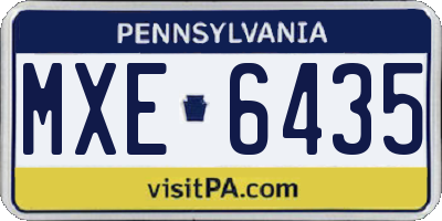 PA license plate MXE6435