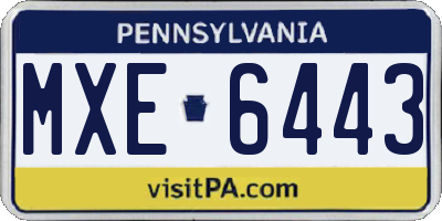 PA license plate MXE6443