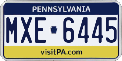 PA license plate MXE6445