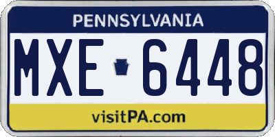 PA license plate MXE6448