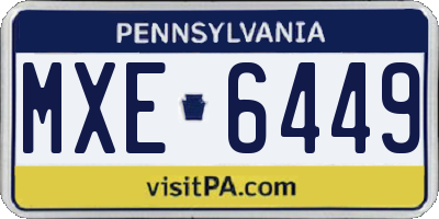 PA license plate MXE6449