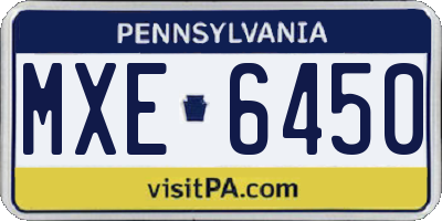 PA license plate MXE6450