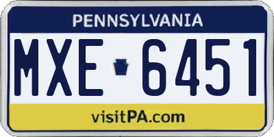 PA license plate MXE6451