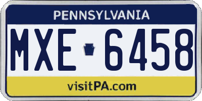 PA license plate MXE6458