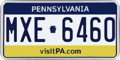 PA license plate MXE6460
