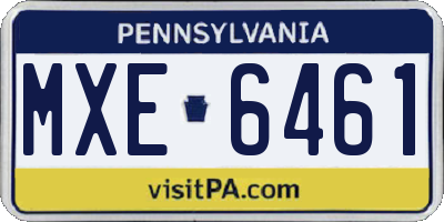 PA license plate MXE6461