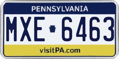 PA license plate MXE6463
