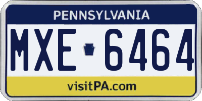 PA license plate MXE6464