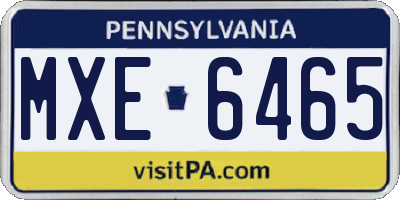 PA license plate MXE6465