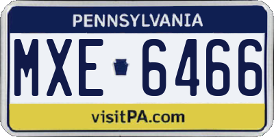 PA license plate MXE6466