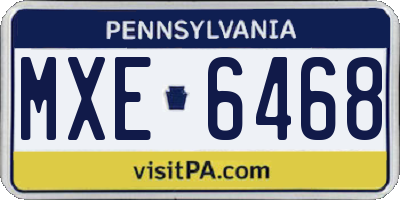 PA license plate MXE6468