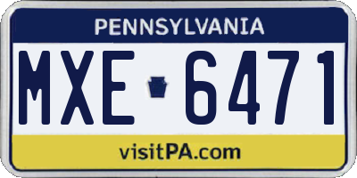 PA license plate MXE6471