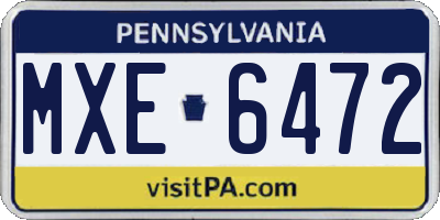 PA license plate MXE6472