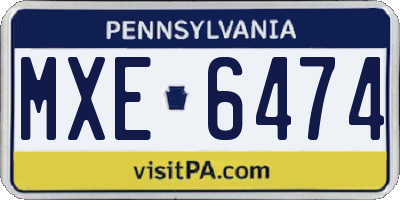 PA license plate MXE6474