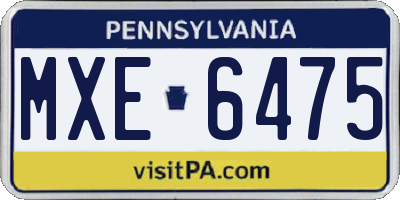 PA license plate MXE6475