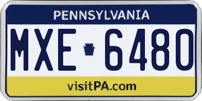 PA license plate MXE6480