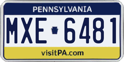 PA license plate MXE6481