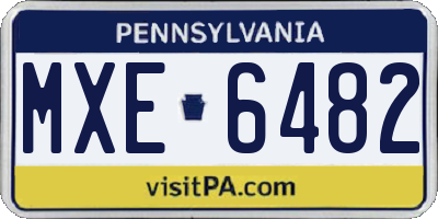 PA license plate MXE6482