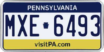 PA license plate MXE6493