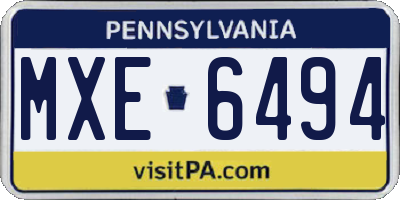 PA license plate MXE6494
