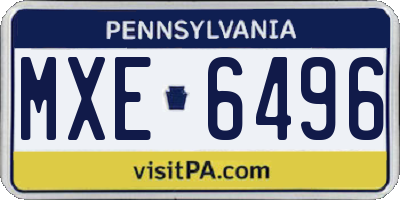 PA license plate MXE6496