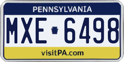 PA license plate MXE6498