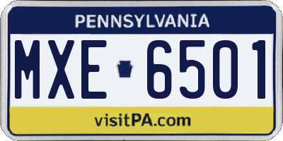 PA license plate MXE6501