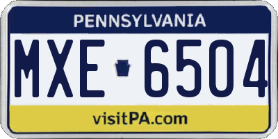 PA license plate MXE6504