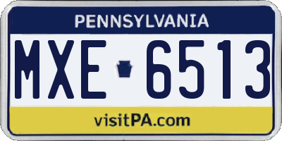 PA license plate MXE6513