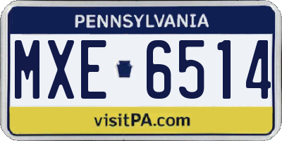 PA license plate MXE6514