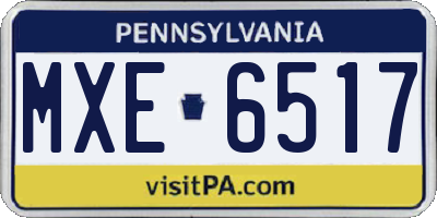 PA license plate MXE6517