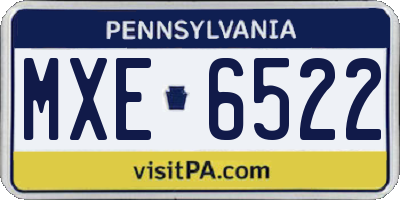 PA license plate MXE6522