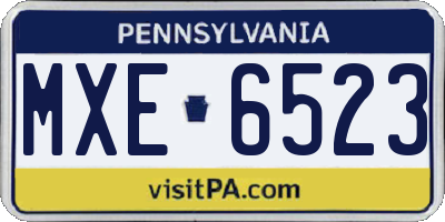 PA license plate MXE6523