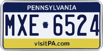 PA license plate MXE6524