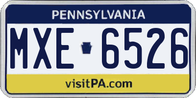 PA license plate MXE6526