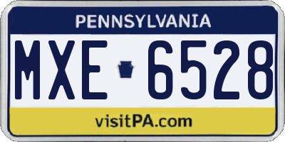 PA license plate MXE6528