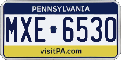 PA license plate MXE6530