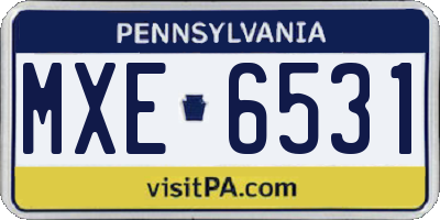 PA license plate MXE6531
