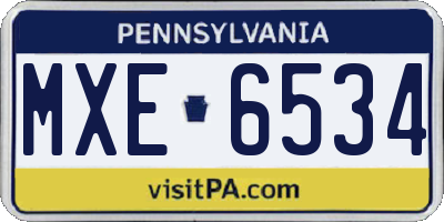 PA license plate MXE6534