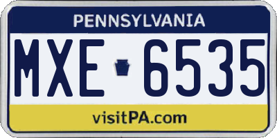 PA license plate MXE6535