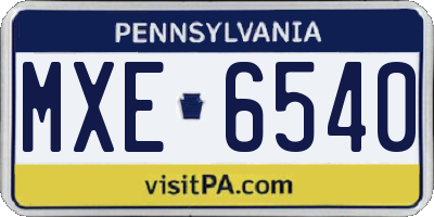 PA license plate MXE6540