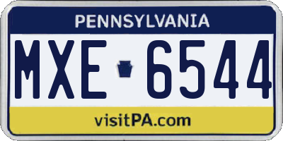PA license plate MXE6544